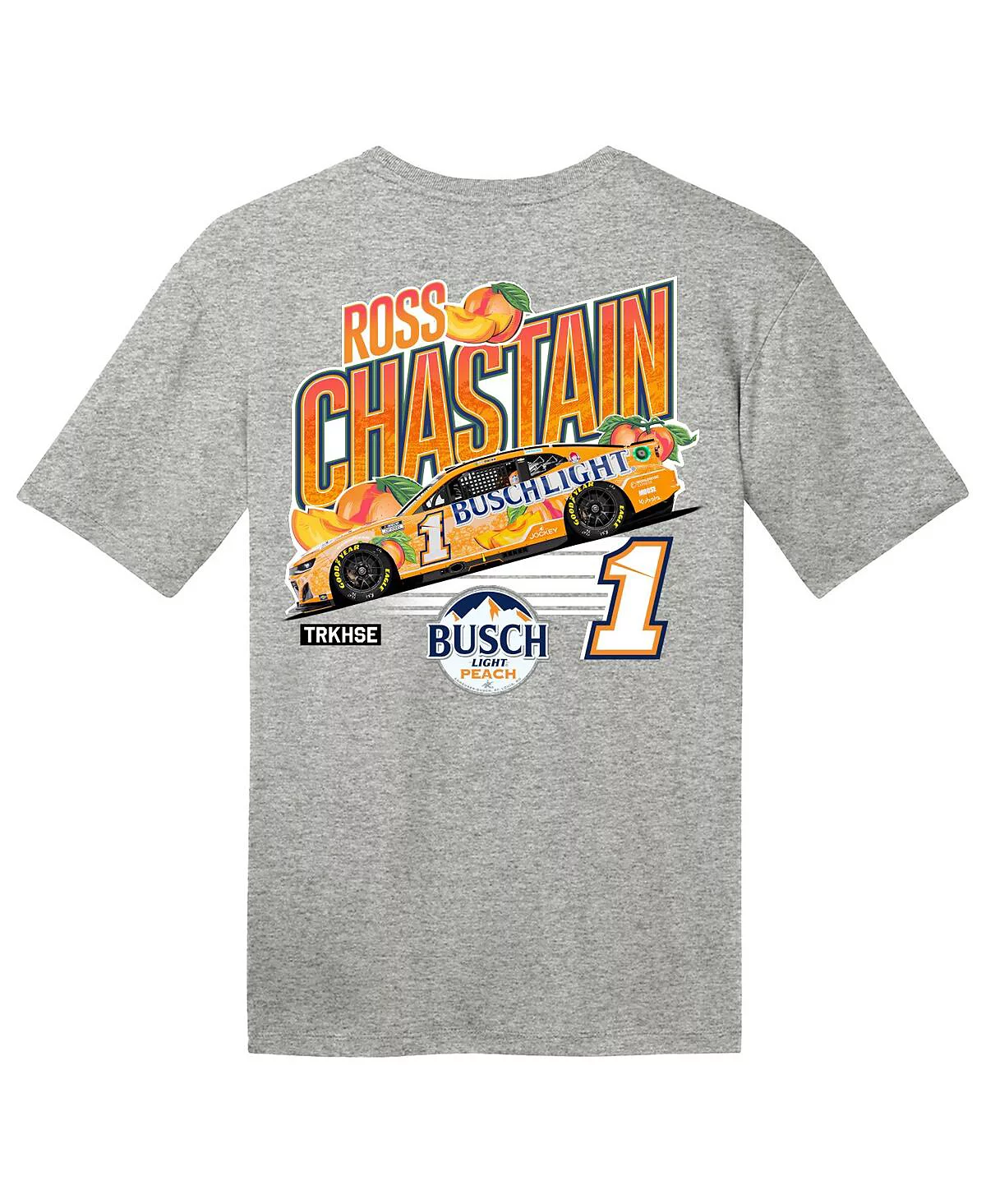 Trackhouse Racing Team Collection Men's Steel Heather Ross Chastain Busch Light Peach T-Shirt