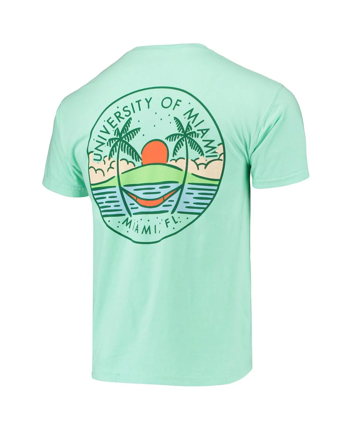 Image One Mens Mint Green Miami Hurricanes Circle Scene Comfort Colors Pocket T-Shirt 6690₽