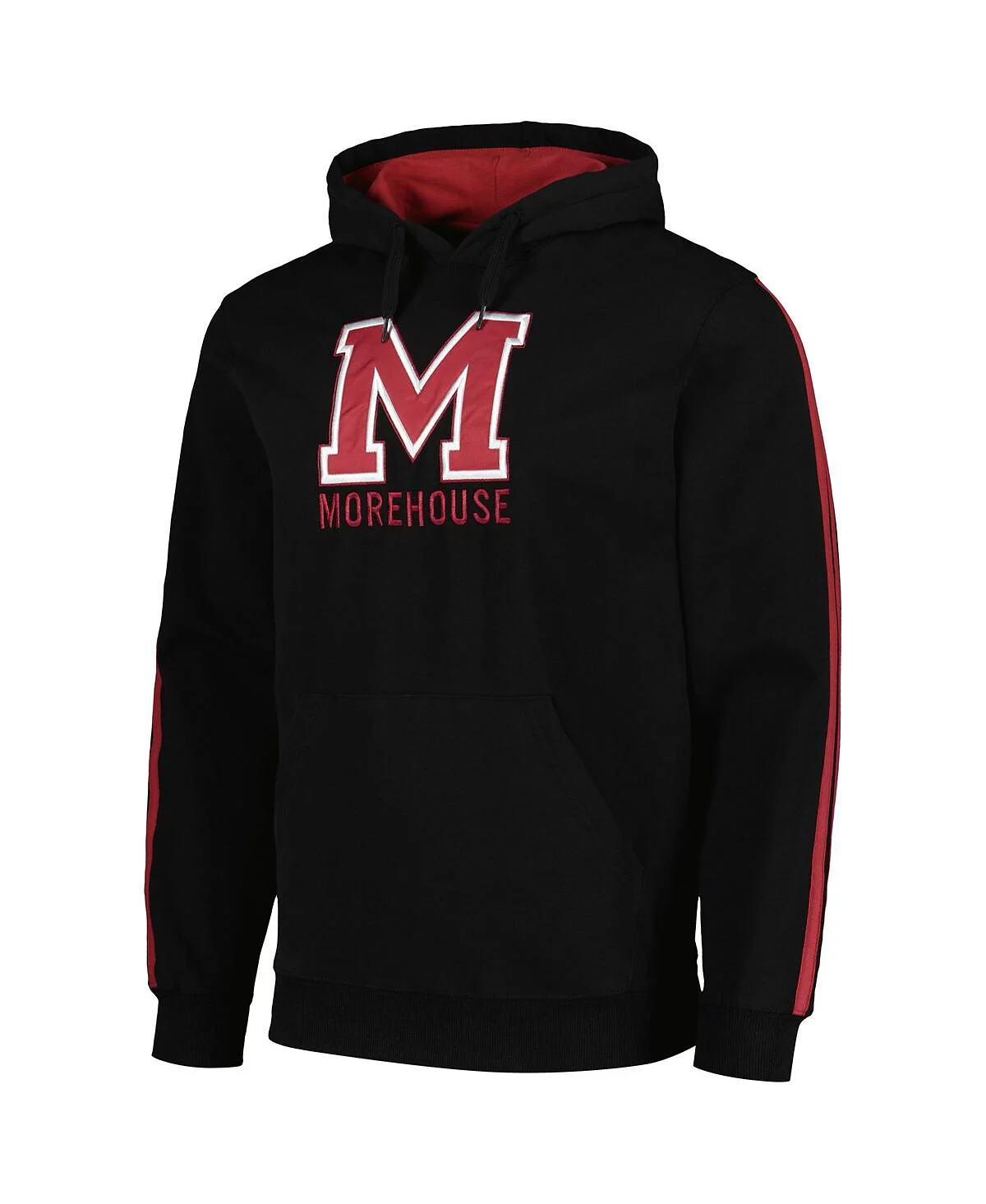 FISLL Men's Black Morehouse Maroon Tigers Oversized Stripes Pullover Hoodie