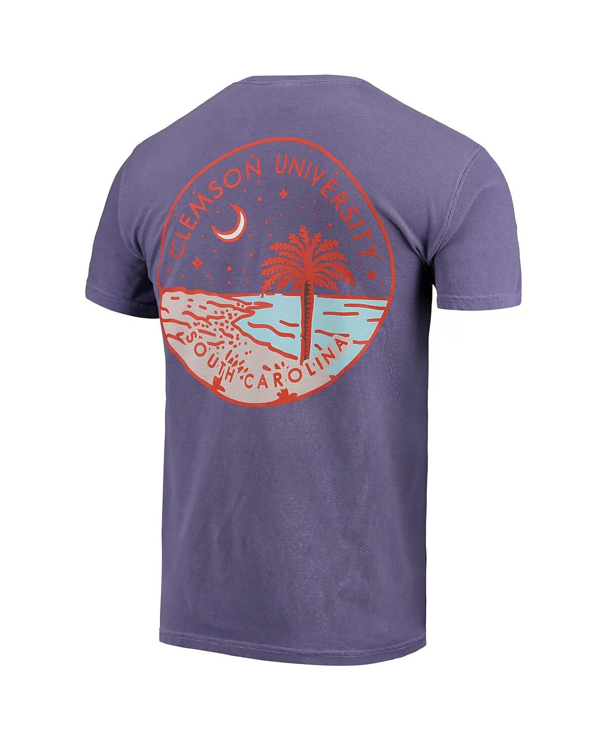 Image One Men's Purple Clemson Tigers Circle Scene Comfort Colors Pocket T-Shirt