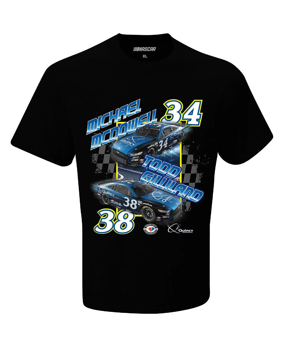 Checkered Flag Sports Men's Black Todd Gilliland Michael McDowell Quincy Compressor T-Shirt