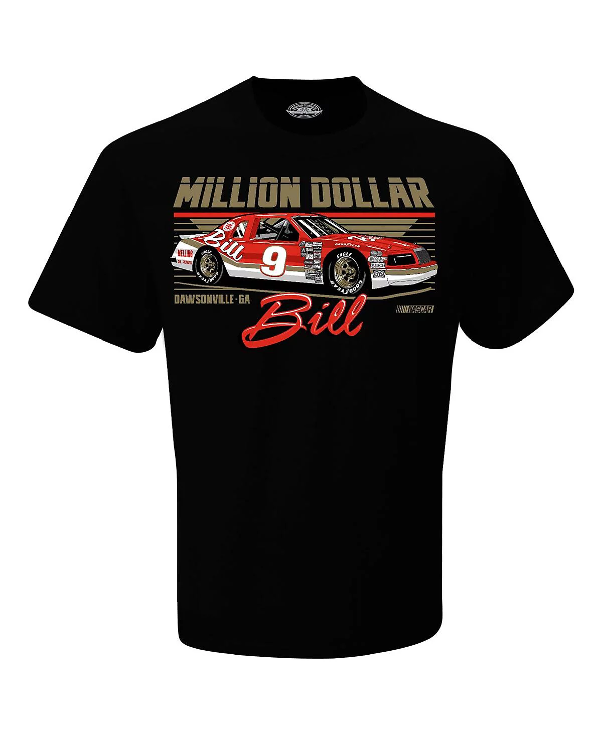 Checkered Flag Sports Men's Black Bill Elliott Million Dollar Bill T-Shirt