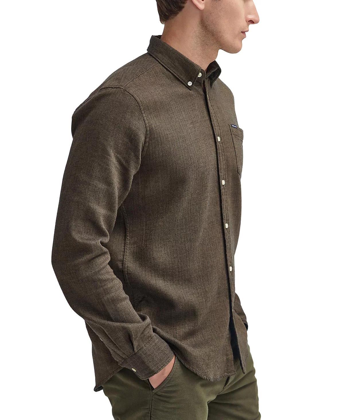 Barbour Mens Buckley Tailored-Fit Herringbone Button-Down Shirt 16690₽