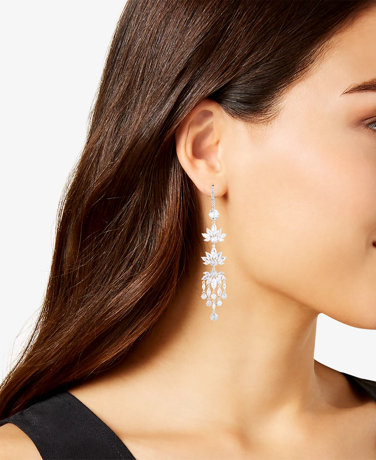 Emily in Paris Silver-Tone Cubic Zirconia Chandelier Earrings 23790₽