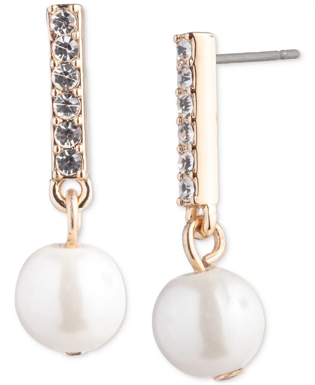 Emily in Paris Gold-Tone Pavé - Imitation Pearl Drop Earrings
