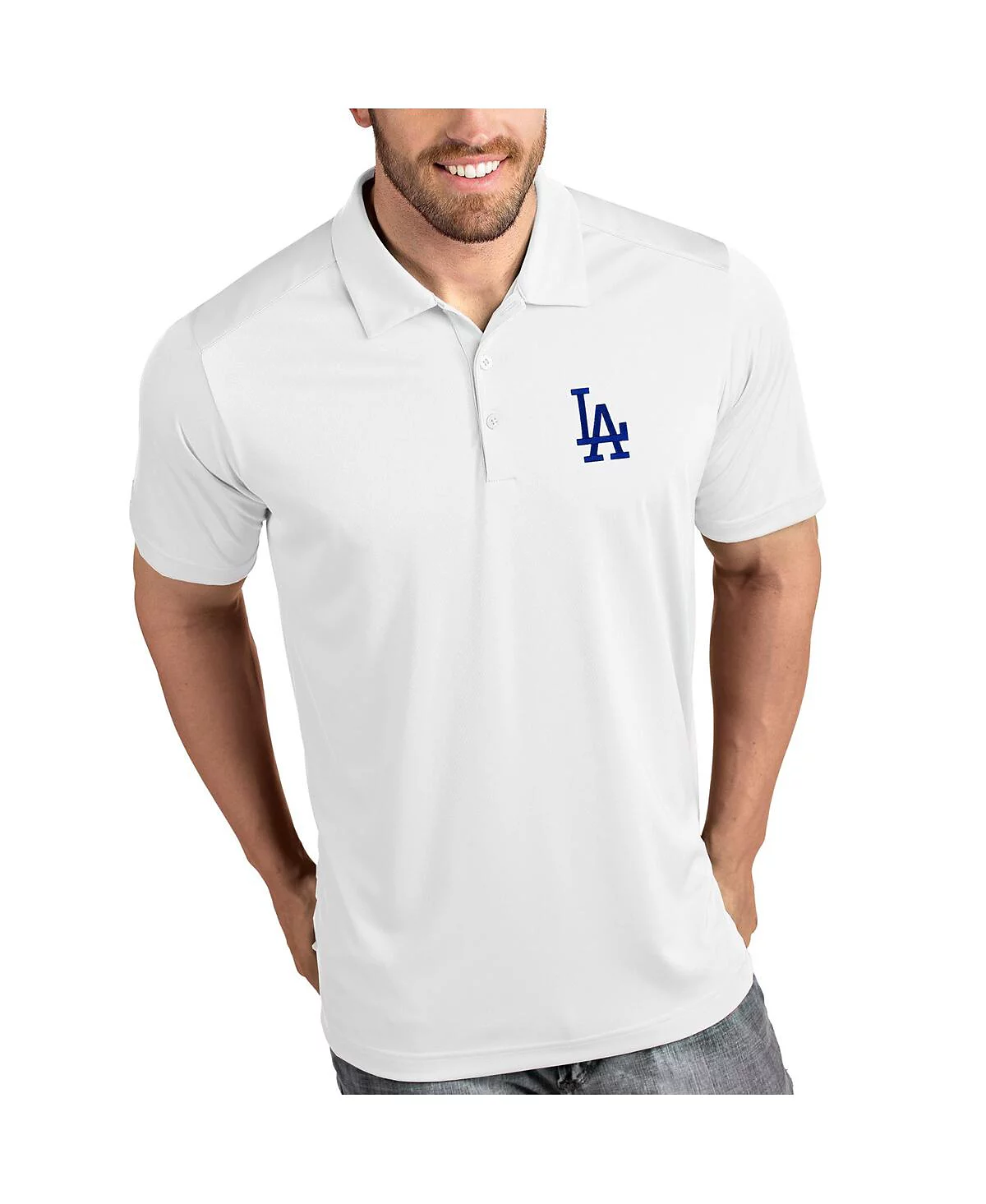 Antigua Mens White Los Angeles Dodgers Tribute Polo 12890₽