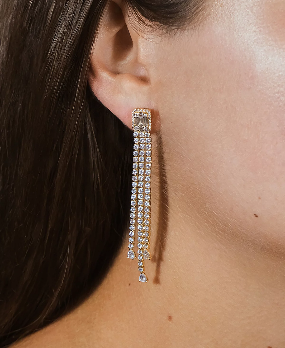 Sterling Forever Naomi Cubic Zirconia Dangle Stud Earrings