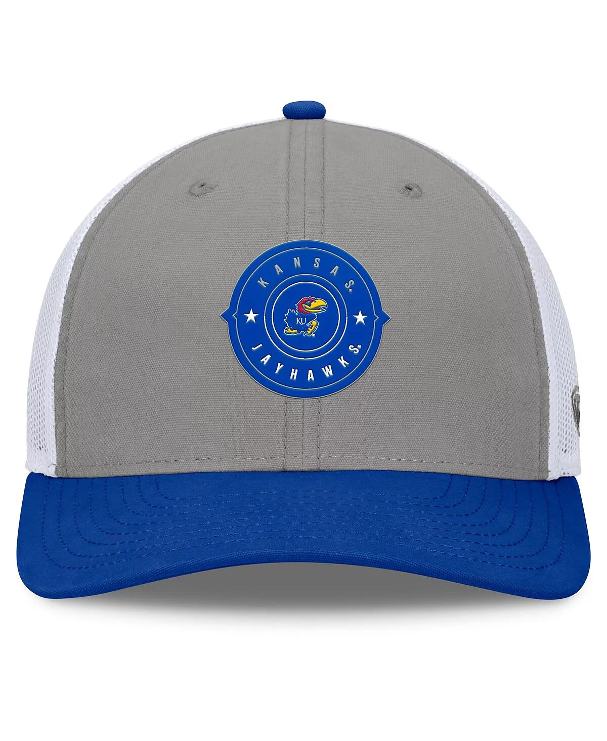Top of the World Men's Gray/Royal Kansas Jayhawks Rob Trucker Adjustable Hat