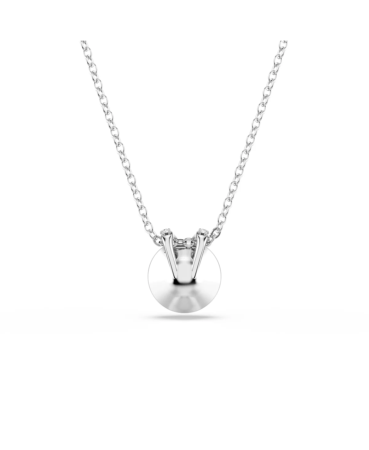 Колье с подвеской Bella V круглой огранки Swarovski, покрытое родием