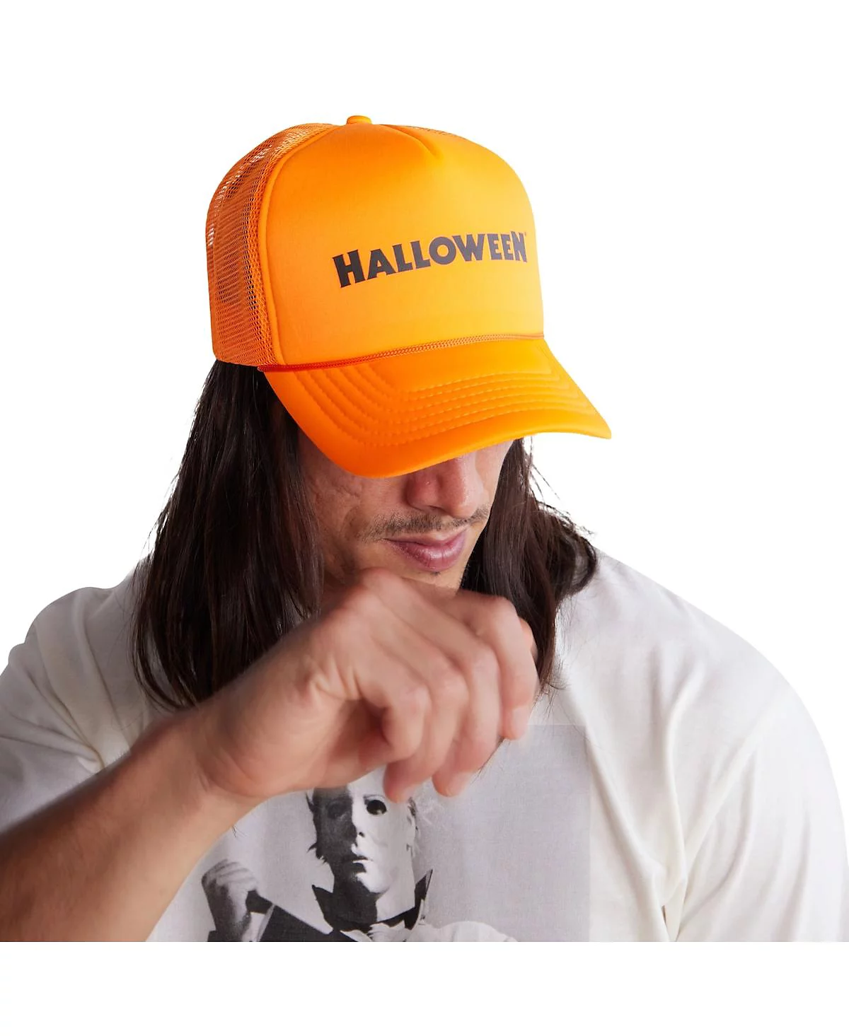 Contenders Clothing Men's and Women's Orange Halloween Logo Trucker Hat
