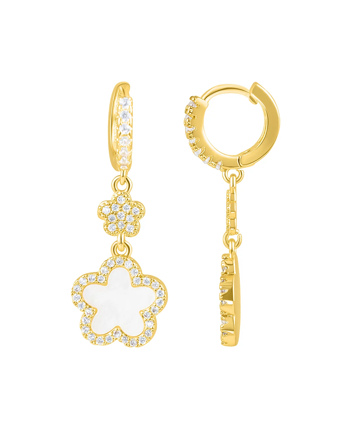 ADORNIA Gold Cubic Zirconia White Clover Earrings 4490₽