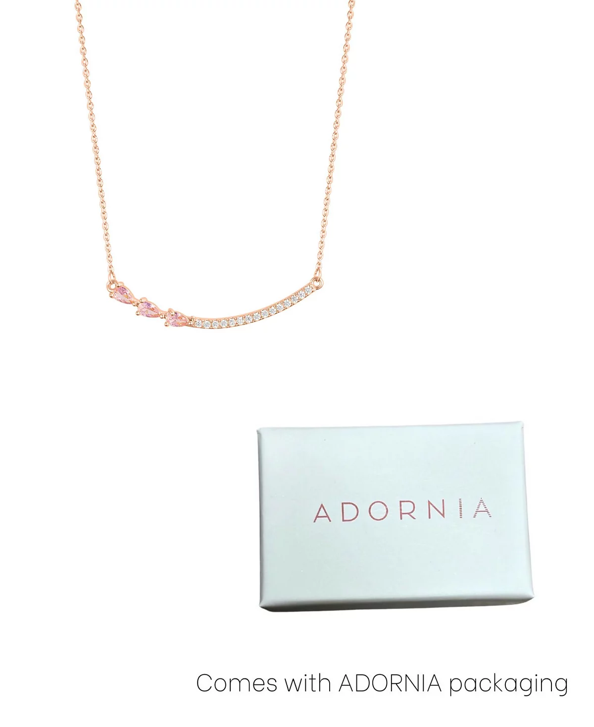 ADORNIA Adjustable Crystal Curved Bar Pink Cultivated Pearl Necklace 4190₽