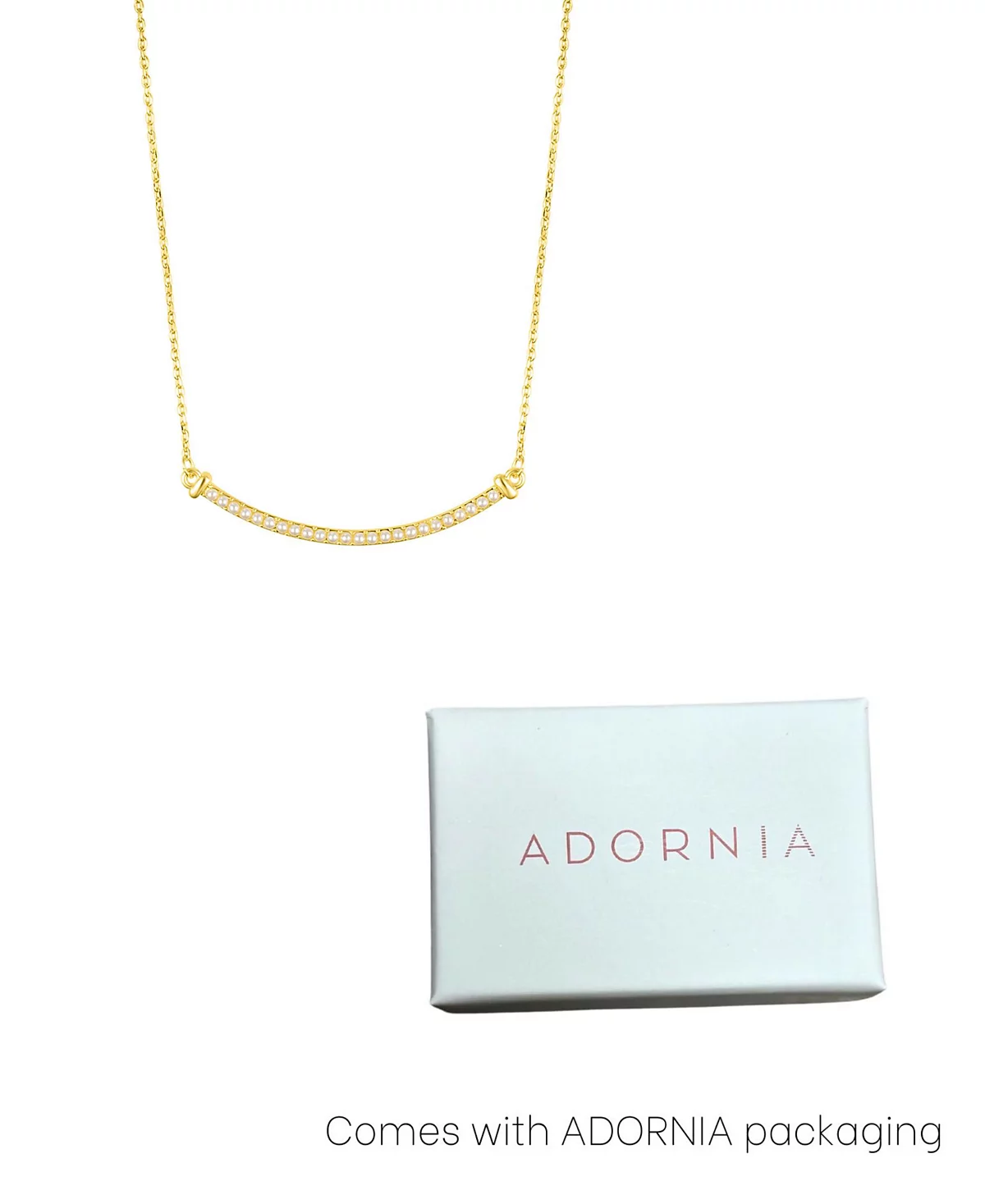 ADORNIA Gold Adjustable Faux Cultivated Pearl Curved Bar Necklace 5190₽