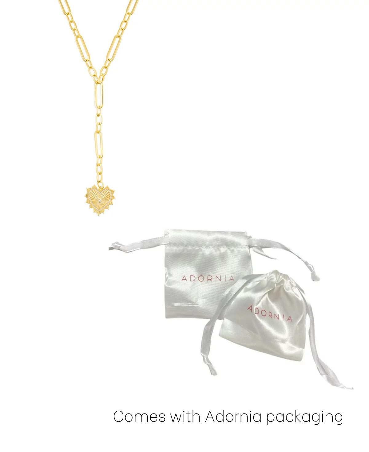 ADORNIA Gold Cubic Zirconia Jagged Heart Mixed Link Y-Necklace