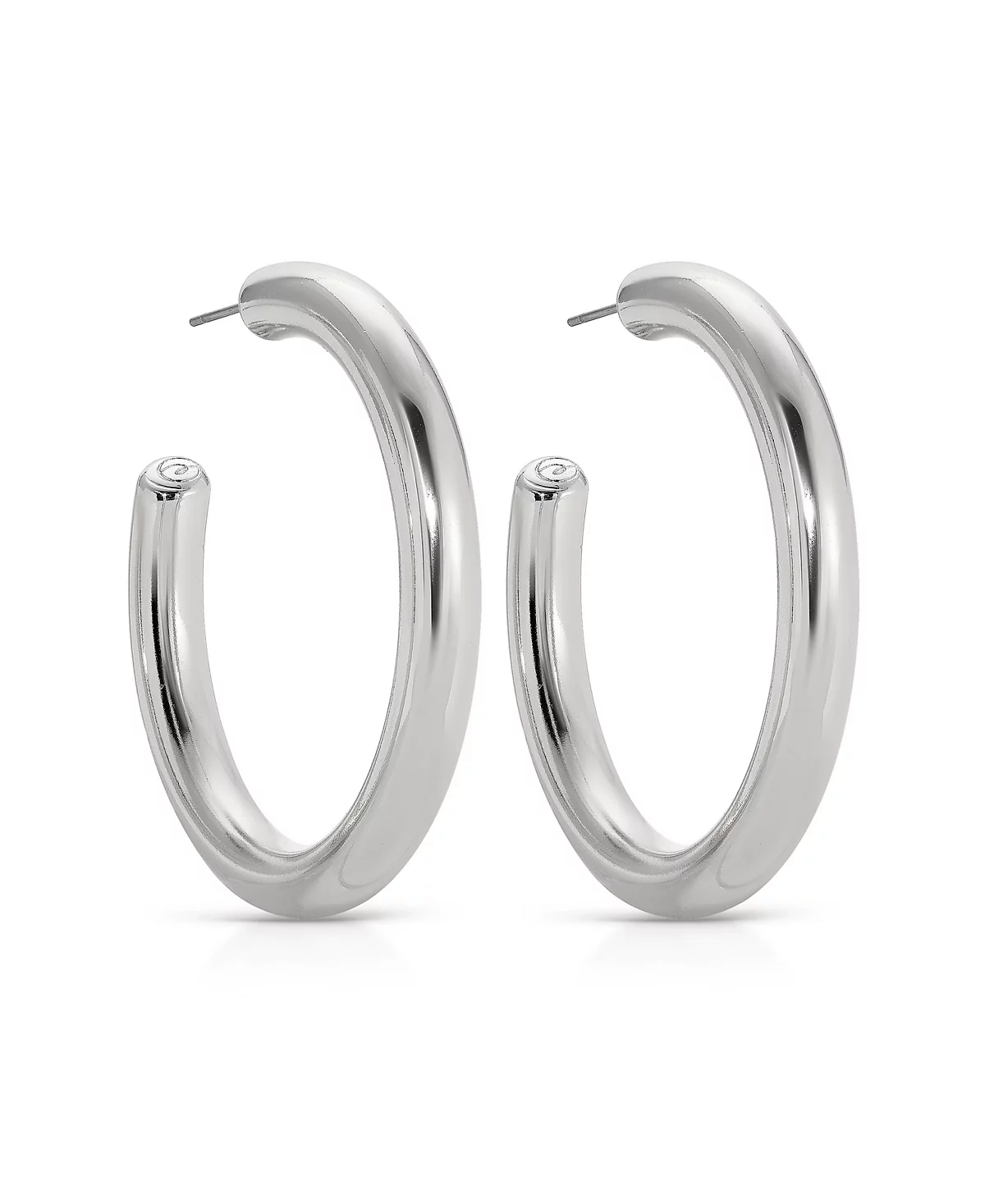 ETTIKA Rhodium Plated Large Thick Classic Hoop Earrings