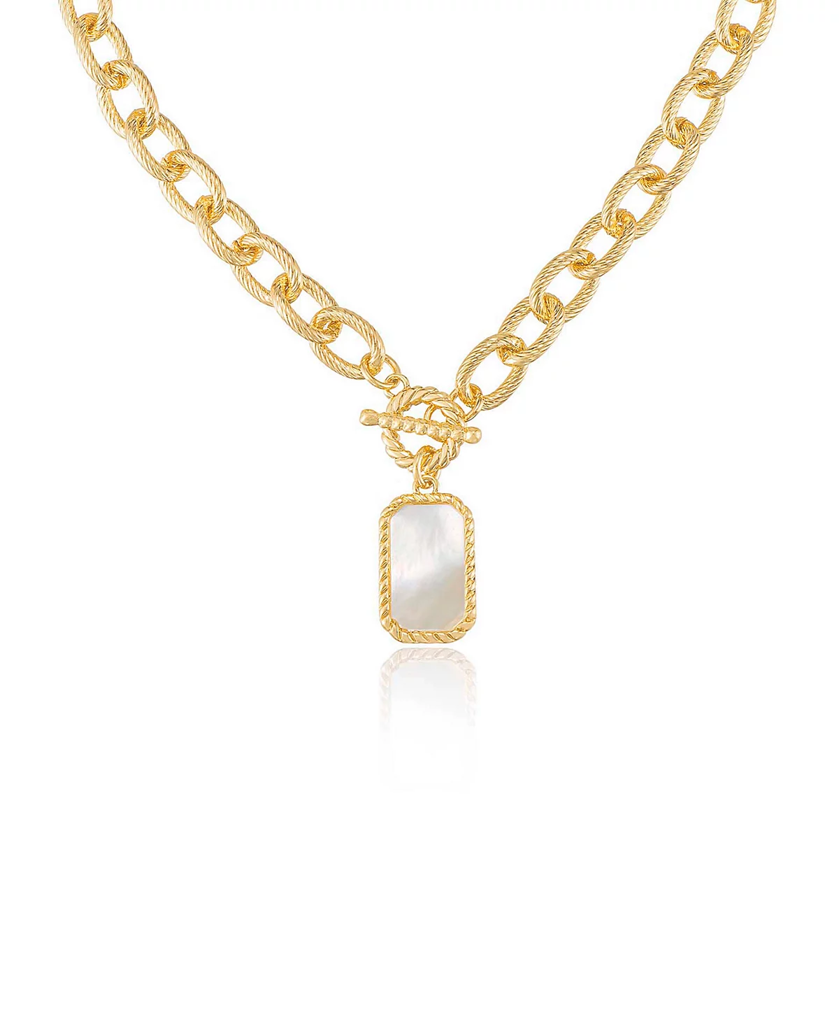 ETTIKA Gold Plated Chain Link and Mother of Pearl Pendant Necklace 9490₽