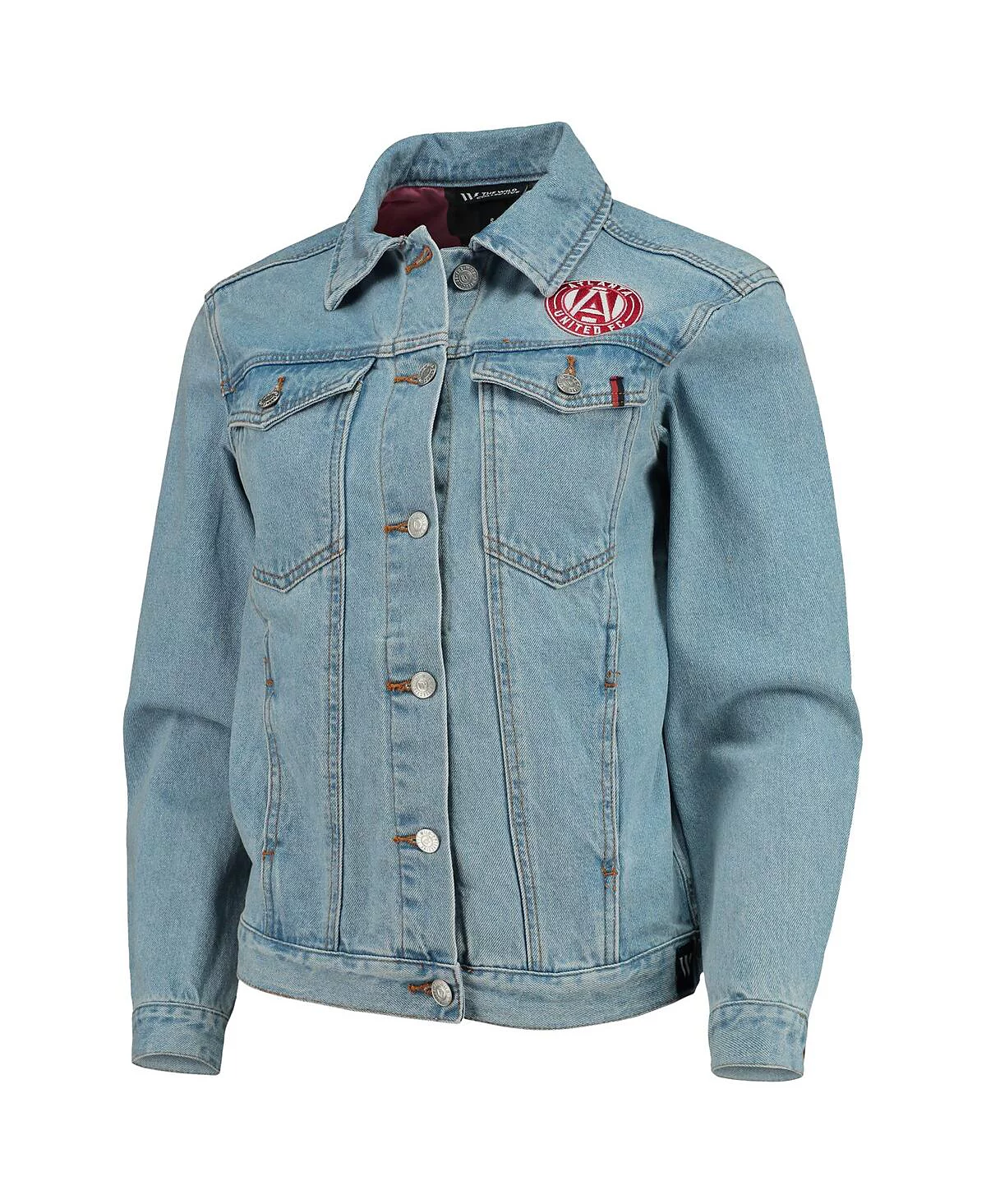 The Wild Collective Women's Blue Atlanta United FC Print Denim Button-Up Jacket