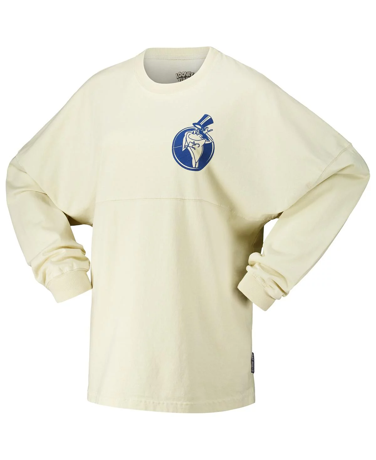 Spirit Jersey Men's and Women's Cream Looney Tunes Freak Show Oversized Long Sleeve T-Shirt