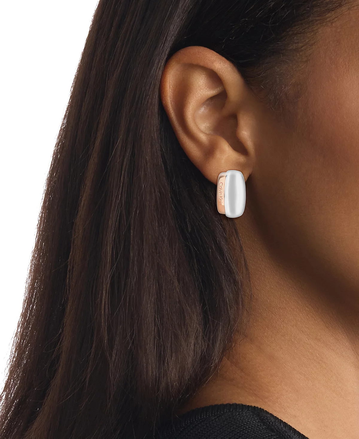 Маленькие двухцветные серьги-кольца Calvin Klein из нержавеющей стали 08 дюйма 13290₽