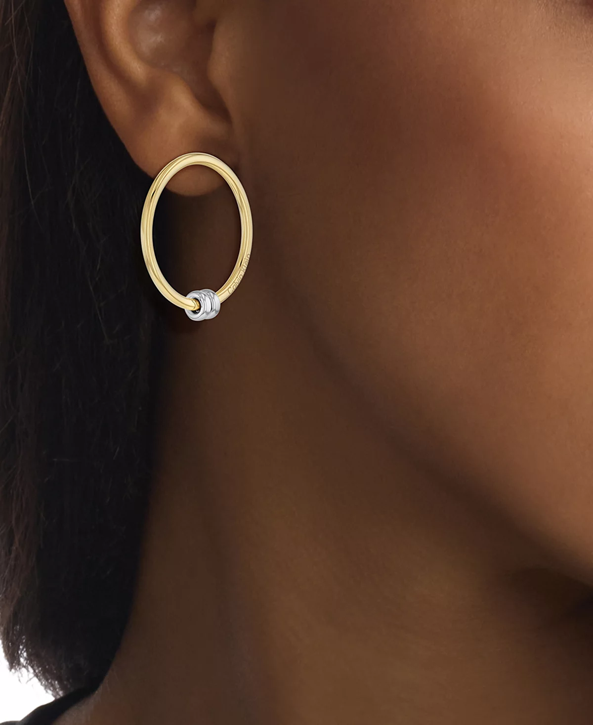 Двухцветные серьги-кольца Calvin Klein с двойным кольцом из нержавеющей стали обращенные лицевой стороной вперед 15190₽