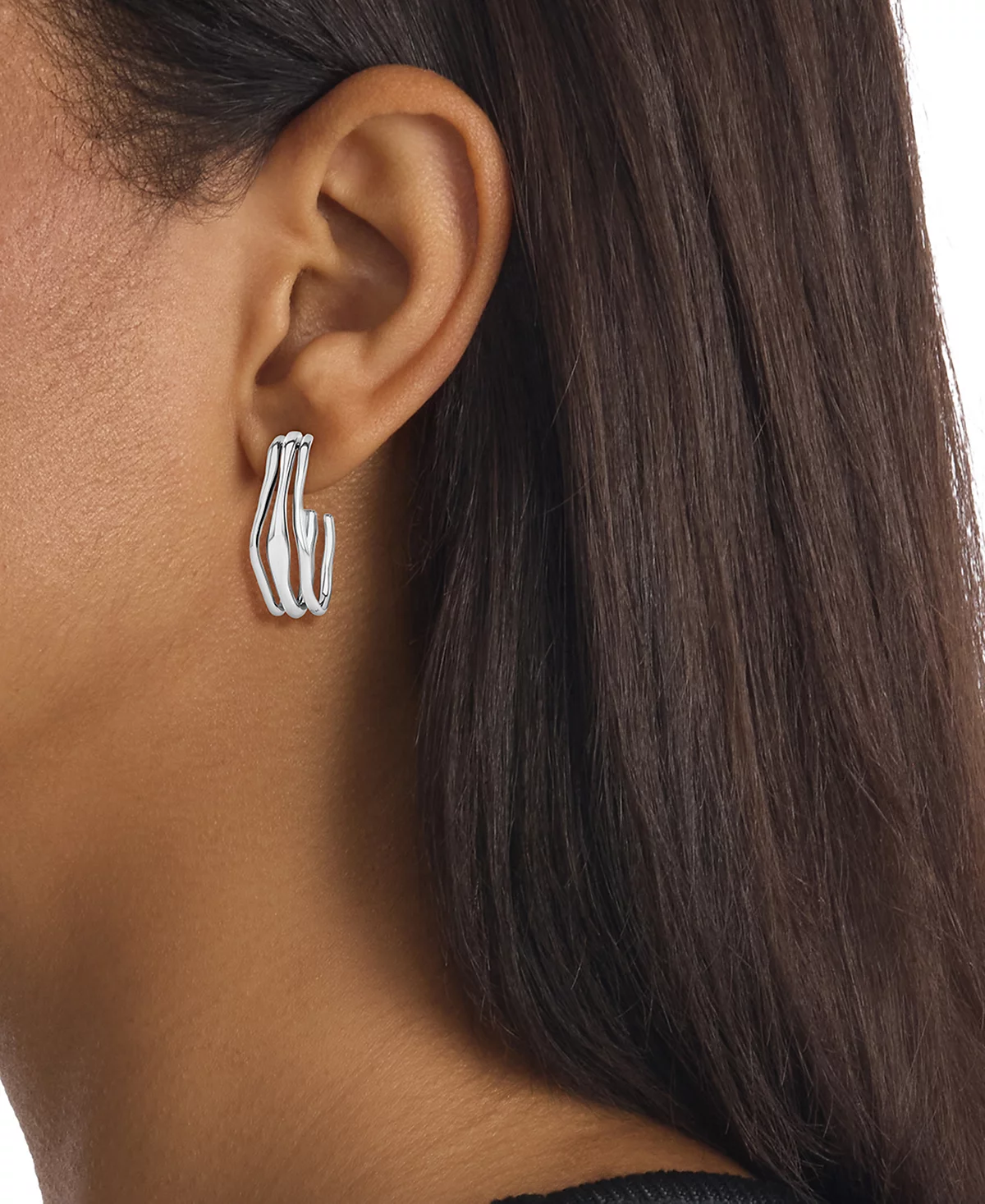 Трехрядные серьги-кольца Calvin Klein с волнистой поверхностью средней длины 104 18990₽