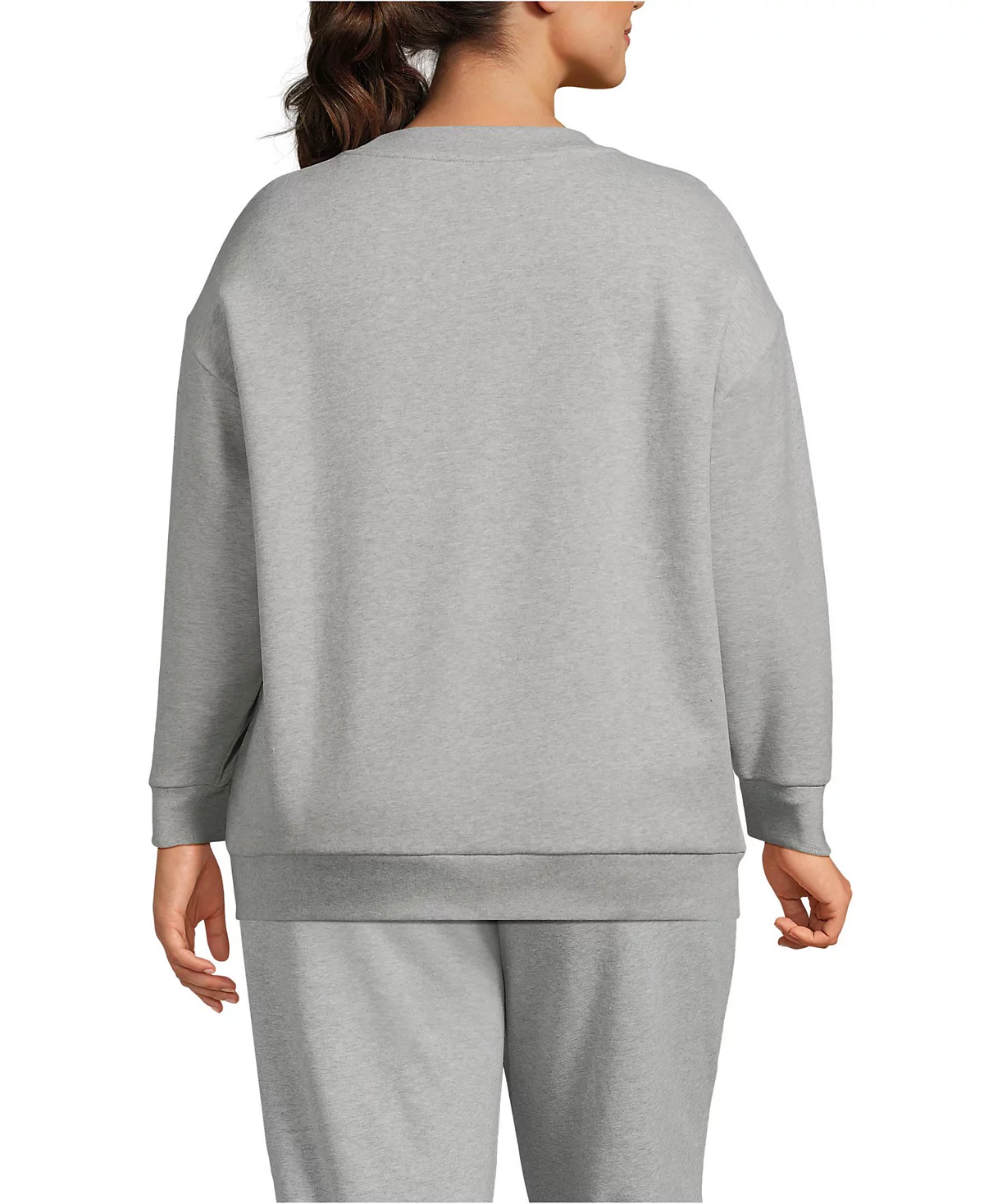 Толстовка Lands' End Plus Size Serious Sweats с круглым вырезом и длинным рукавом большого размера - Сет-топ