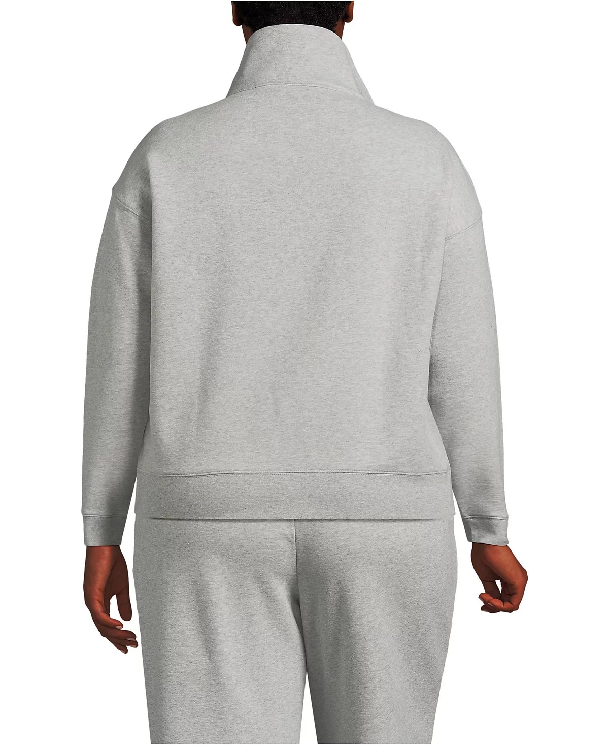 Lands' End Plus Size Serious Sweats Relaxed Long Sleeve Half Zip Sweatshirt - Set Top