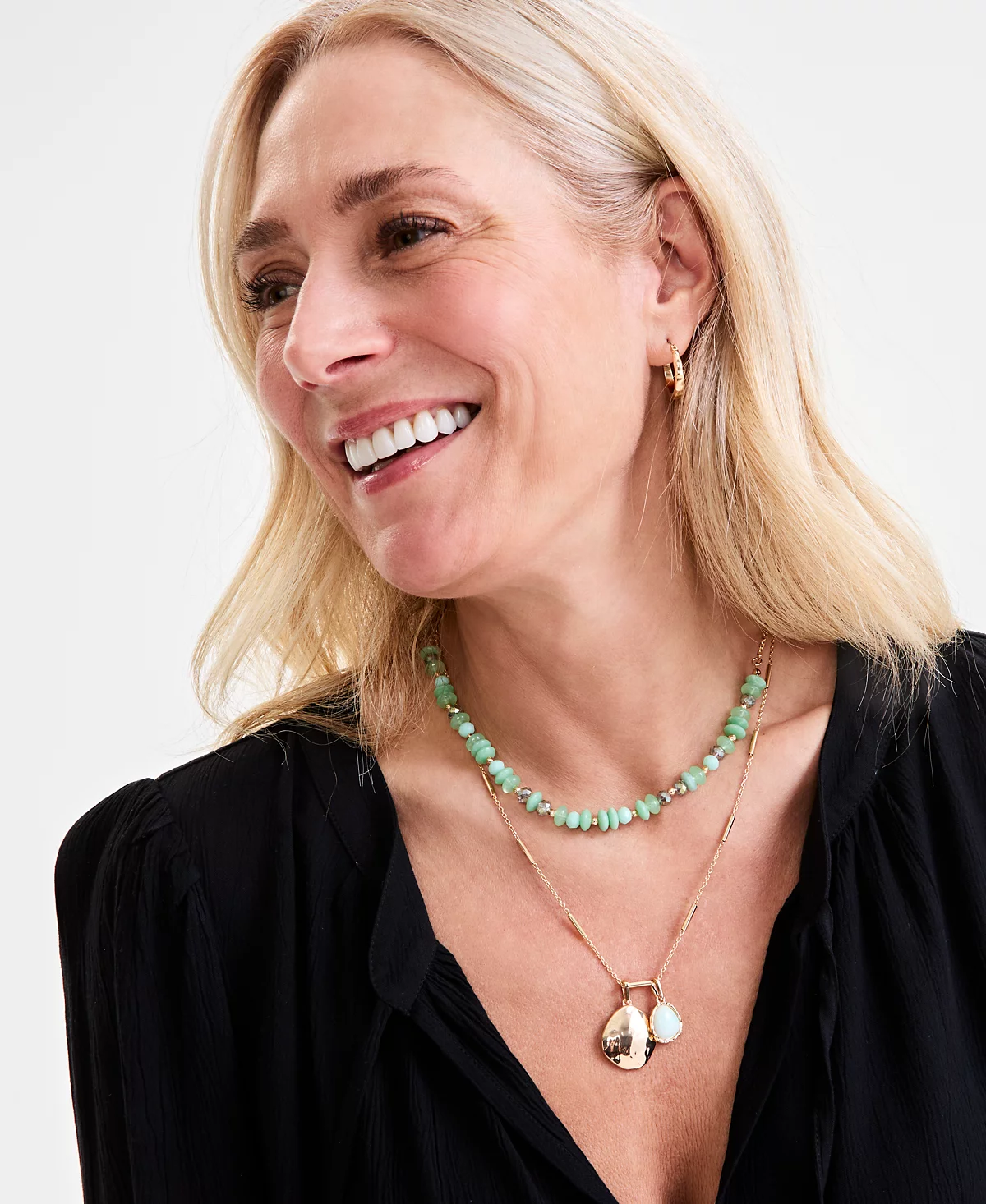 Style - Co Gold-Tone Disc - Stone Beaded Layered Pendant Necklace 20 3 extender Exclusively at Macys 5990₽