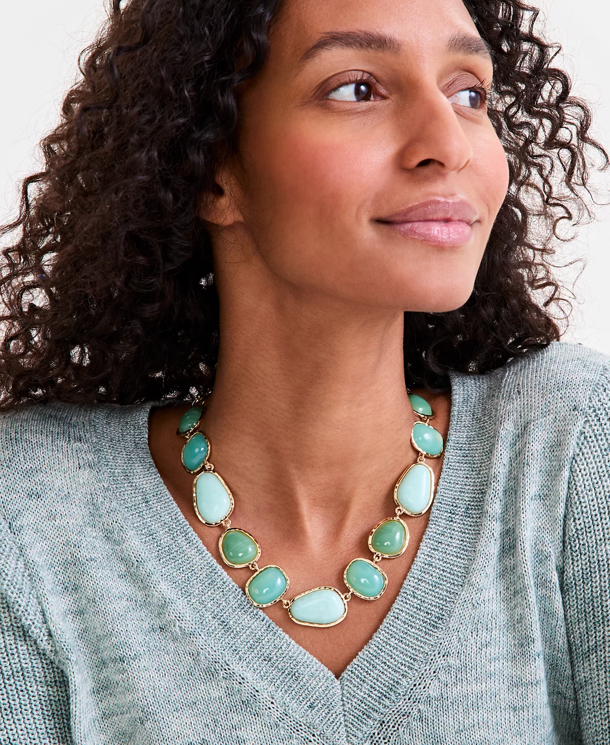 Style - Co Gold-Tone Green Stone Necklace 18 3 extender Exclusively at Macys 7490₽