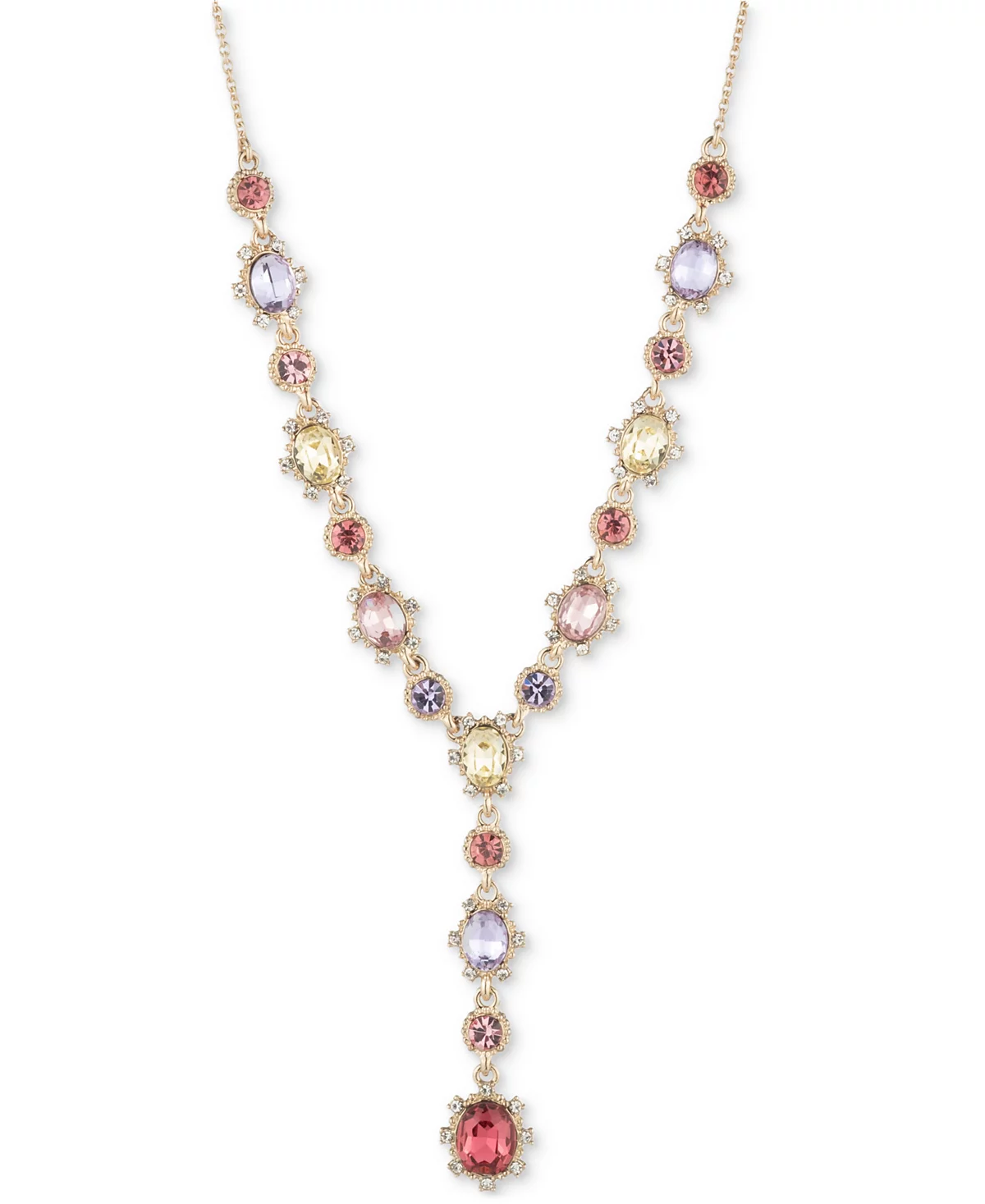 Marchesa Gold-Tone Crystal - Stone Lariat Necklace, 16