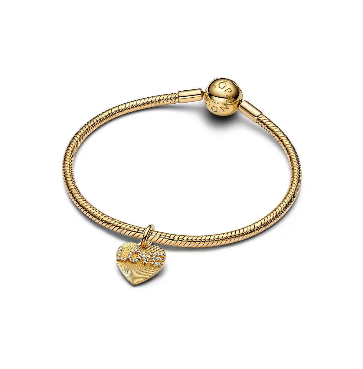 Pandora Gold-Plated Engravable Love Heart Dangle Charms 14290₽
