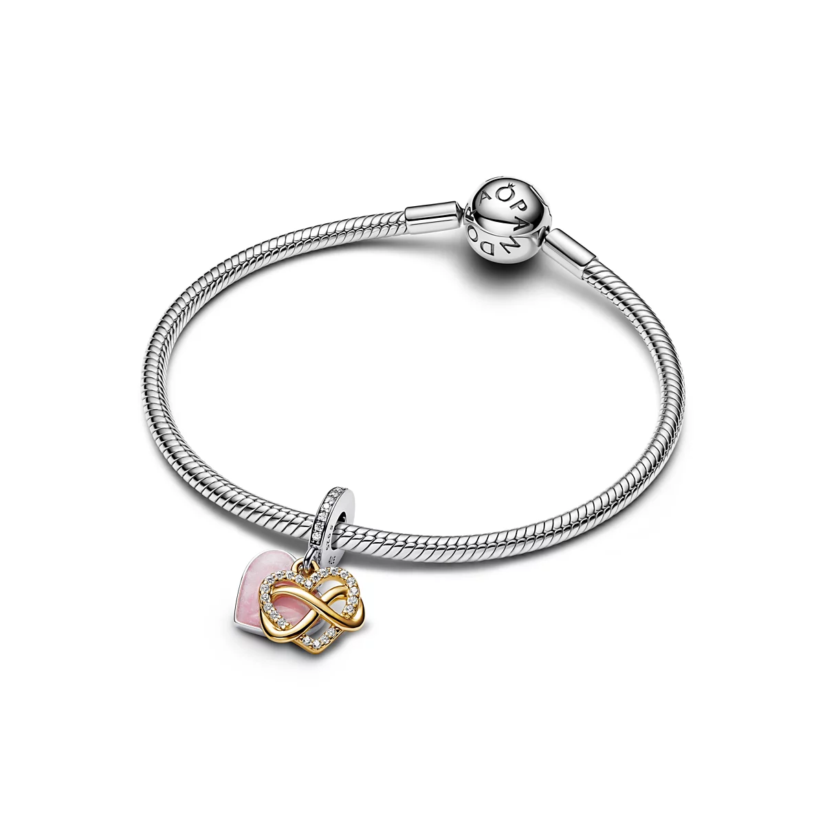 Pandora Two-Tone Sparkling Infinity Heart Dangle Charms 14290₽