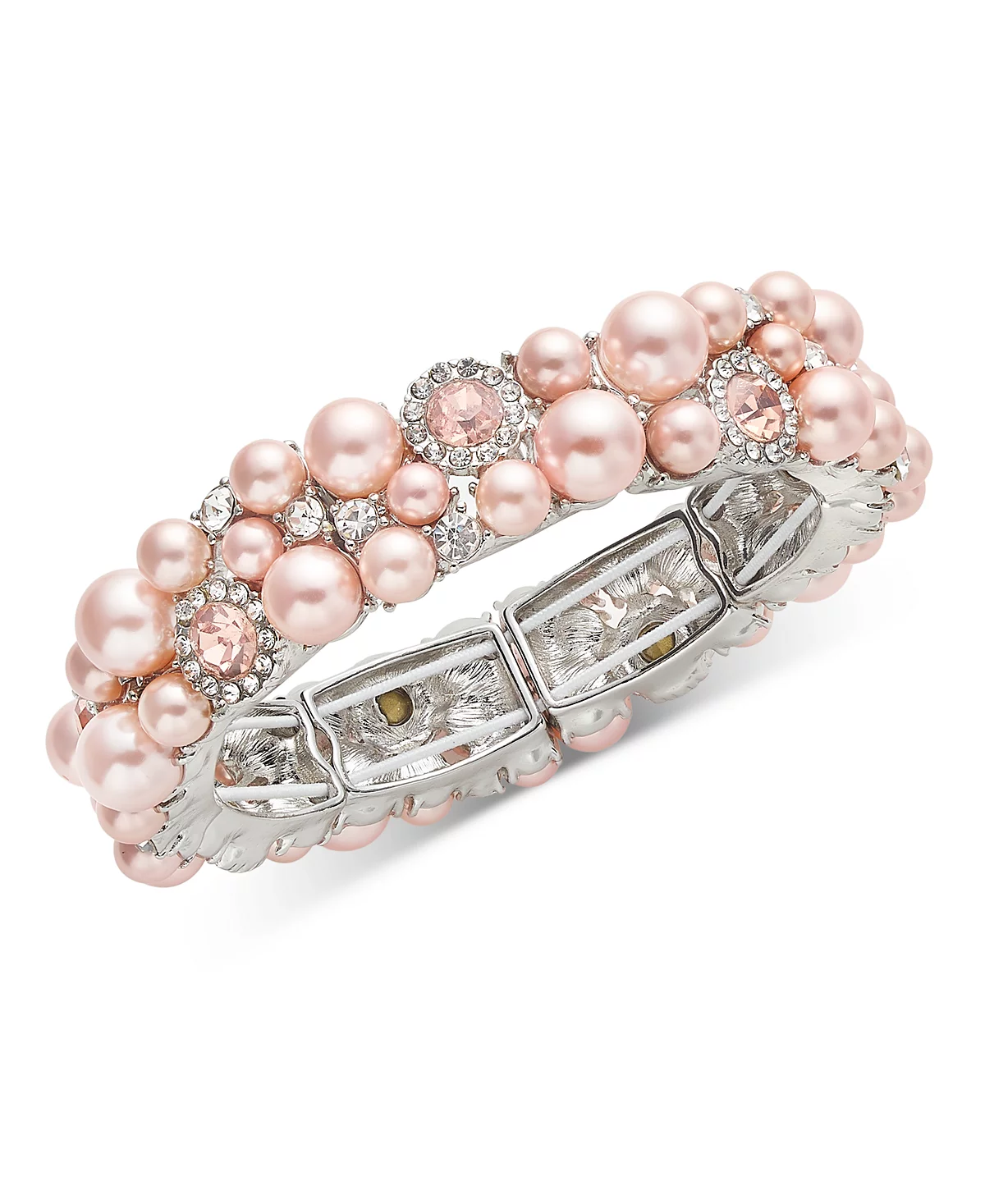 Charter Club Silver-Tone Pink Imitation Pearl - Crystal Stretch Bracelet Exclusively at Macys 7490₽