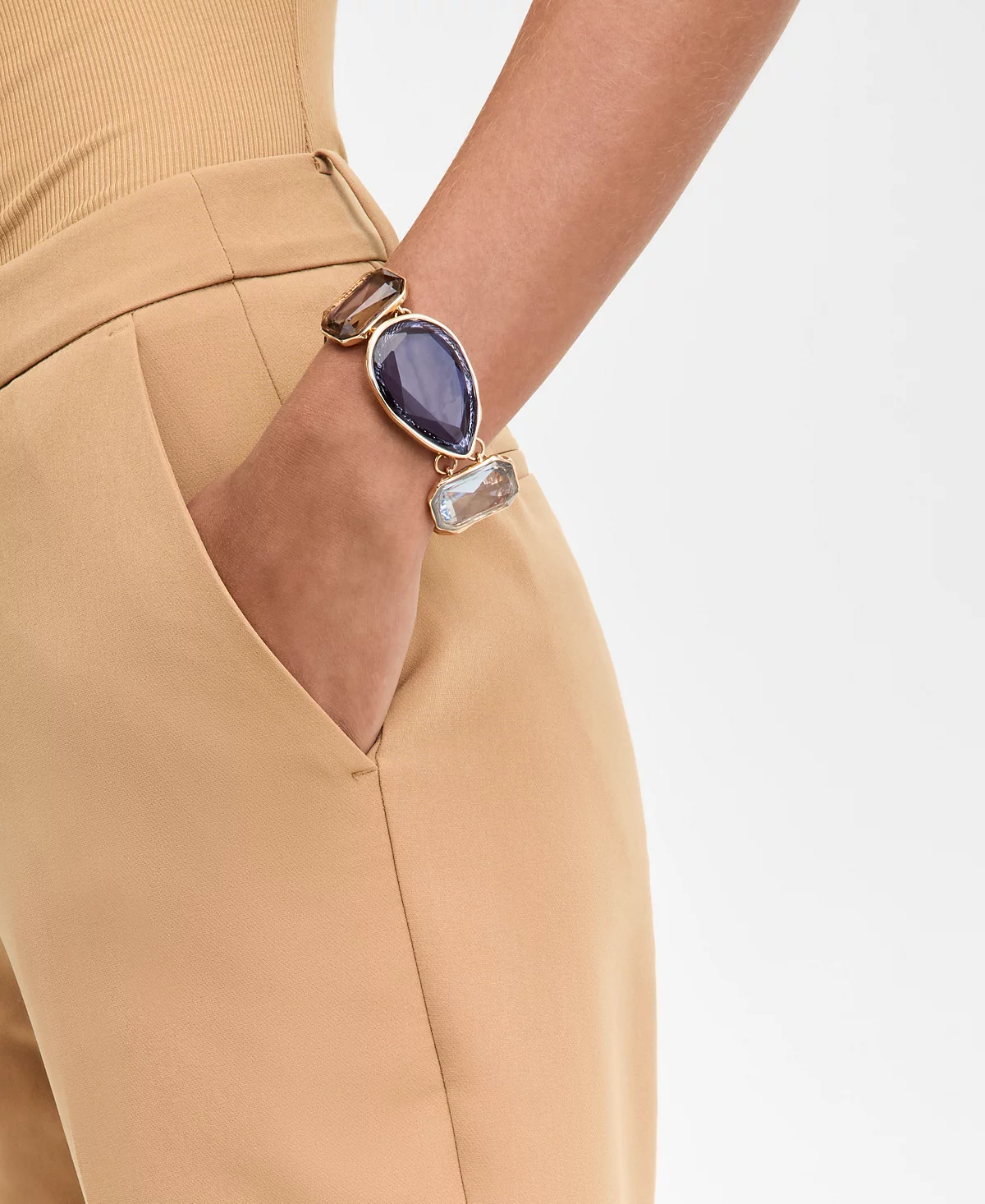 I.N.C. International Concepts Gold-Tone Color Stone Flex Bracelet, Exclusively at Macy's