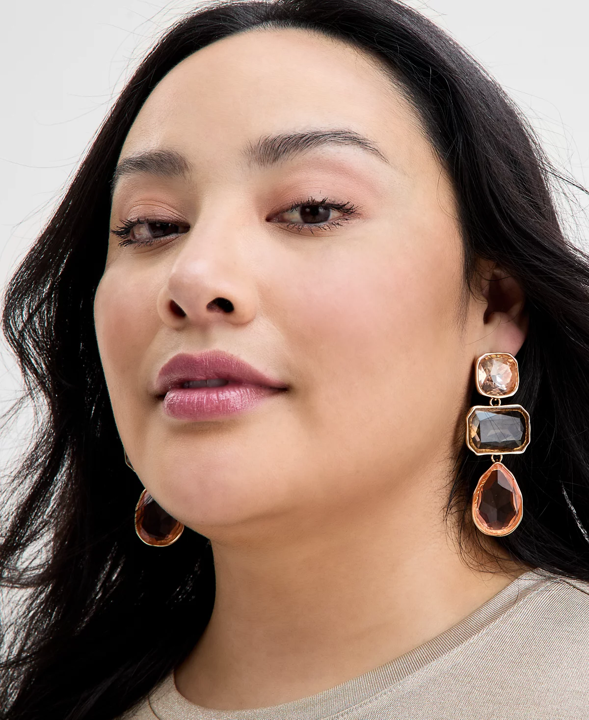 I.N.C. International Concepts Gold-Tone Mixed Stone Triple Drop Earrings, Exclusively at Macy's