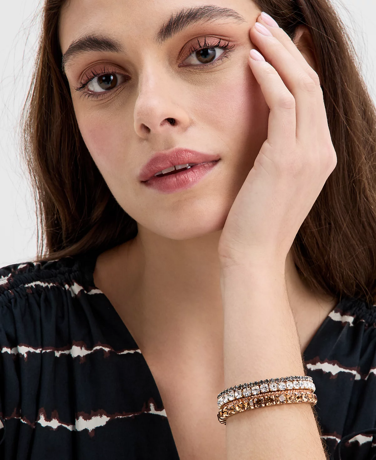 INC International Concepts Gold-Tone 4-Pc Set Crystal Stretch Bracelets Exclusively at Macys 5990₽