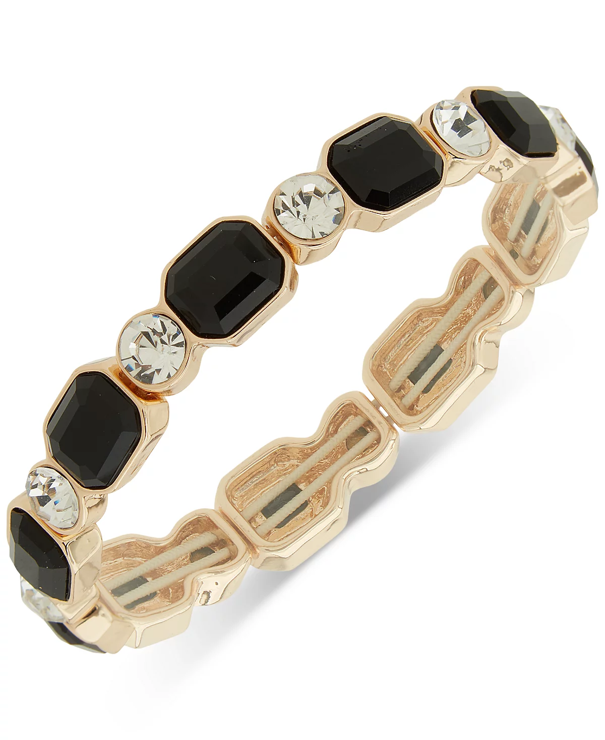 Anne Klein Gold-Tone Jet Stone - Crystal Bezel Alternating Stretch Bracelet 3590₽
