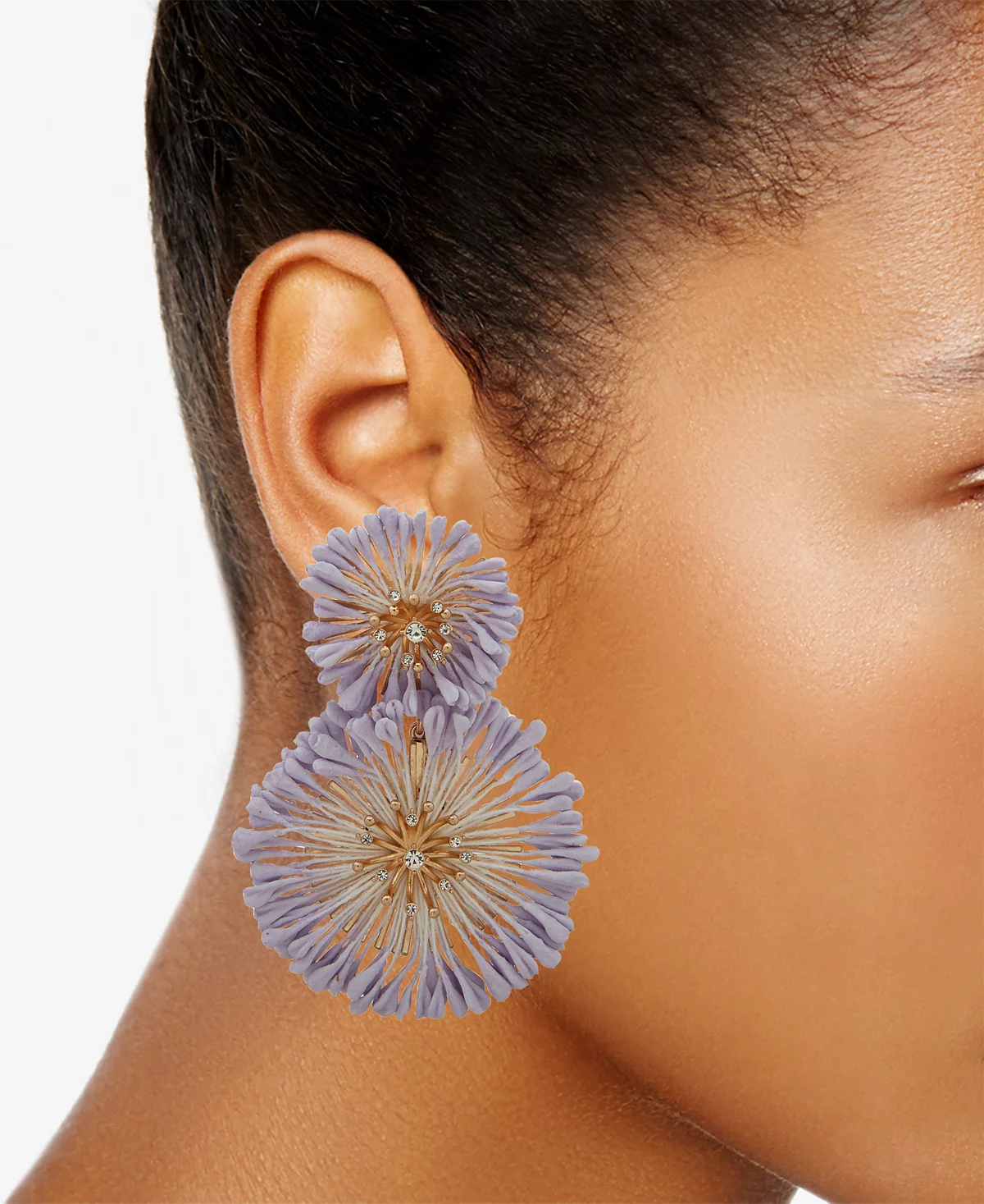 lonna - lilly Gold-Tone Crystal - Gypsum Flower Drop Earrings