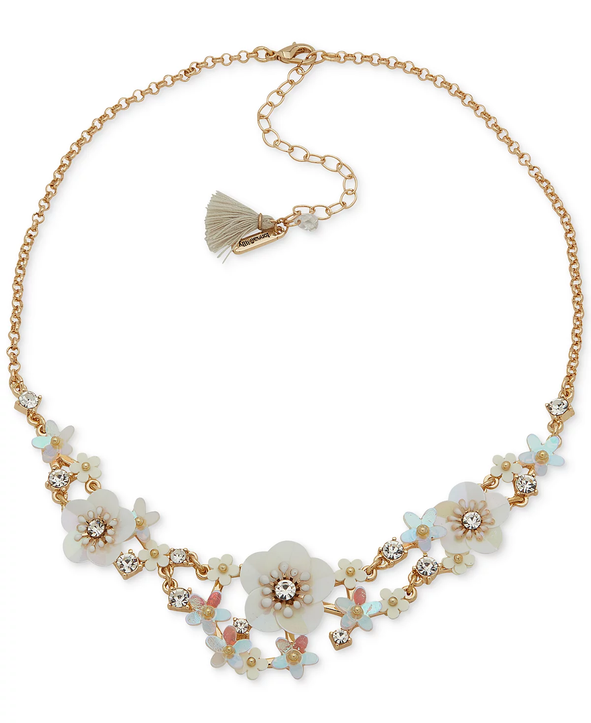 lonna - lilly Gold-Tone Mixed Stone Flower Statement Necklace, 16