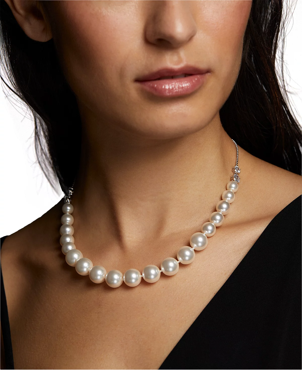 Eliot Danori Silver-Tone Cubic Zirconia - Imitation Pearl Frontal Necklace 15 3 extender Exclusively at Macys 18990₽