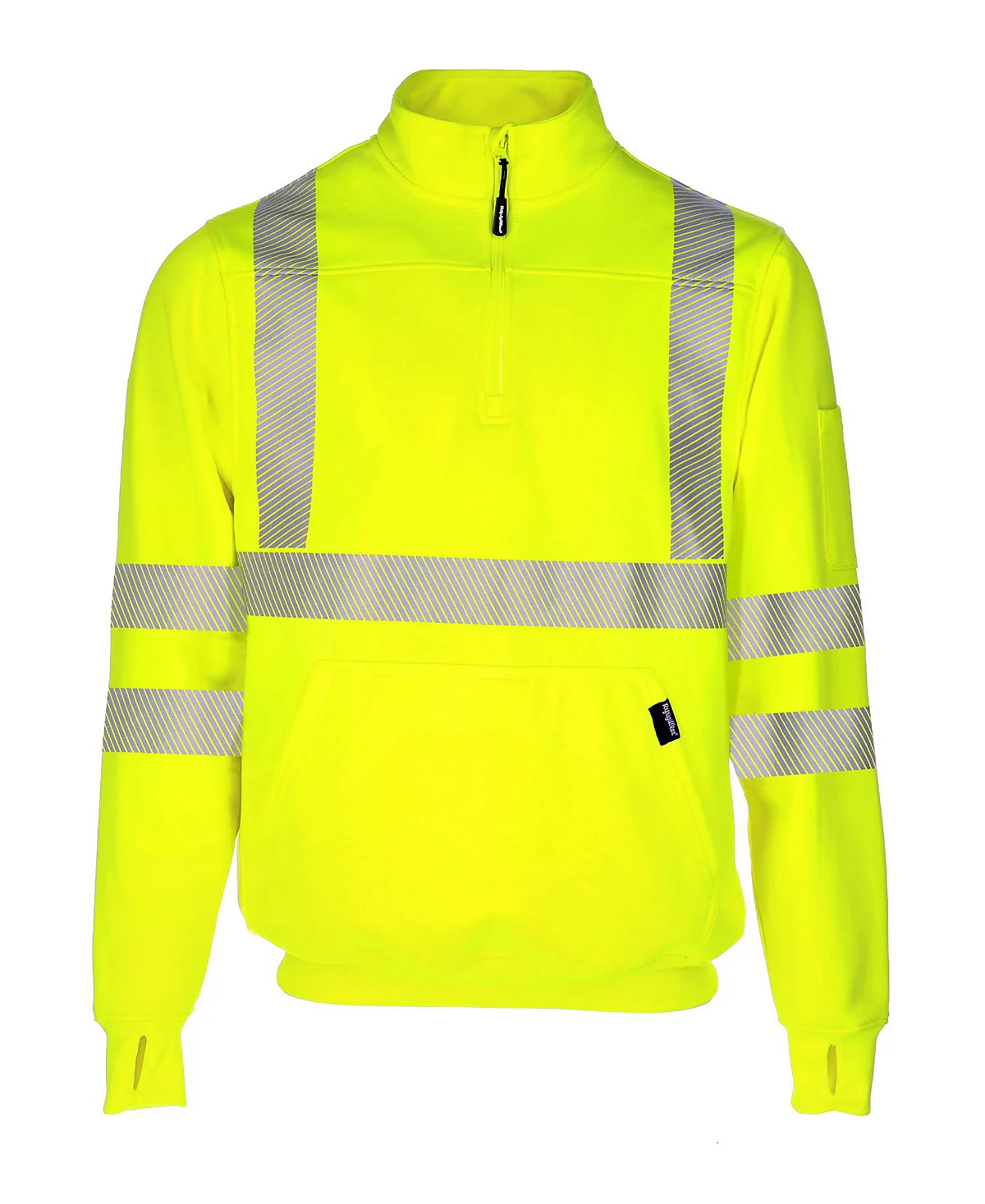 RefrigiWear Big - Tall HiVis Quarter-Zip Sweatshirt - High Visibility Safety Pullover with Reflective Tape