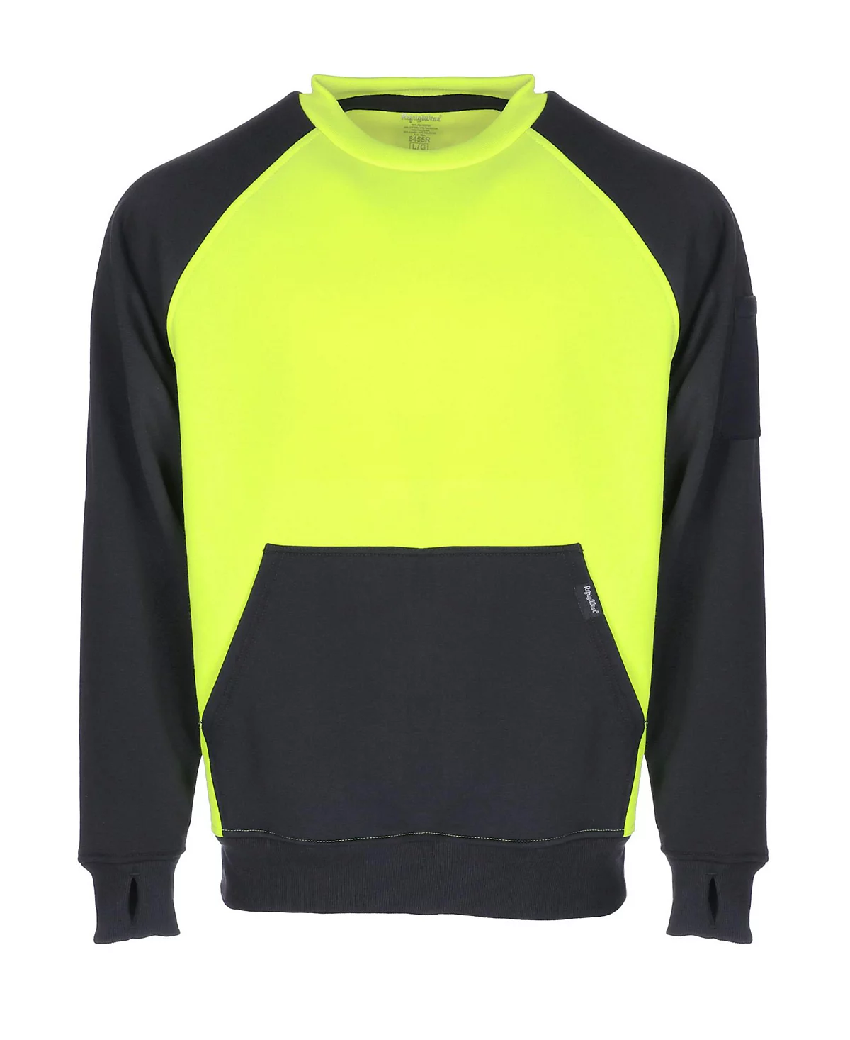 Двухцветная толстовка с круглым вырезом HiVis от RefrigiWear Big & Tall - защитный пуловер с контрастным дизайном, обеспечивающий высокую видимость