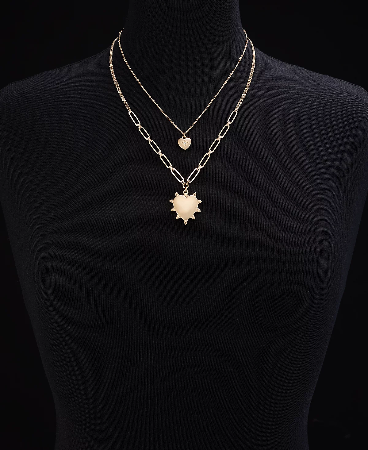 On 34th Gold-Tone Crystal Heart Two-Row Pendant Necklace 22 3 extender Exclusively at Macys 4690₽