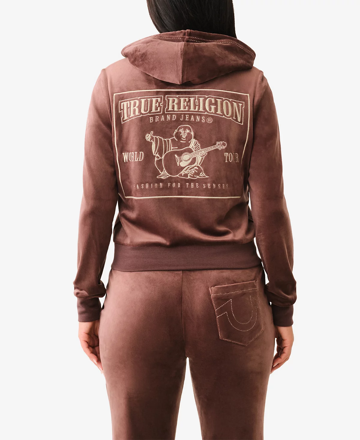 True Religion Womens Velour Zip Hoodie Sweatshirt 30290₽