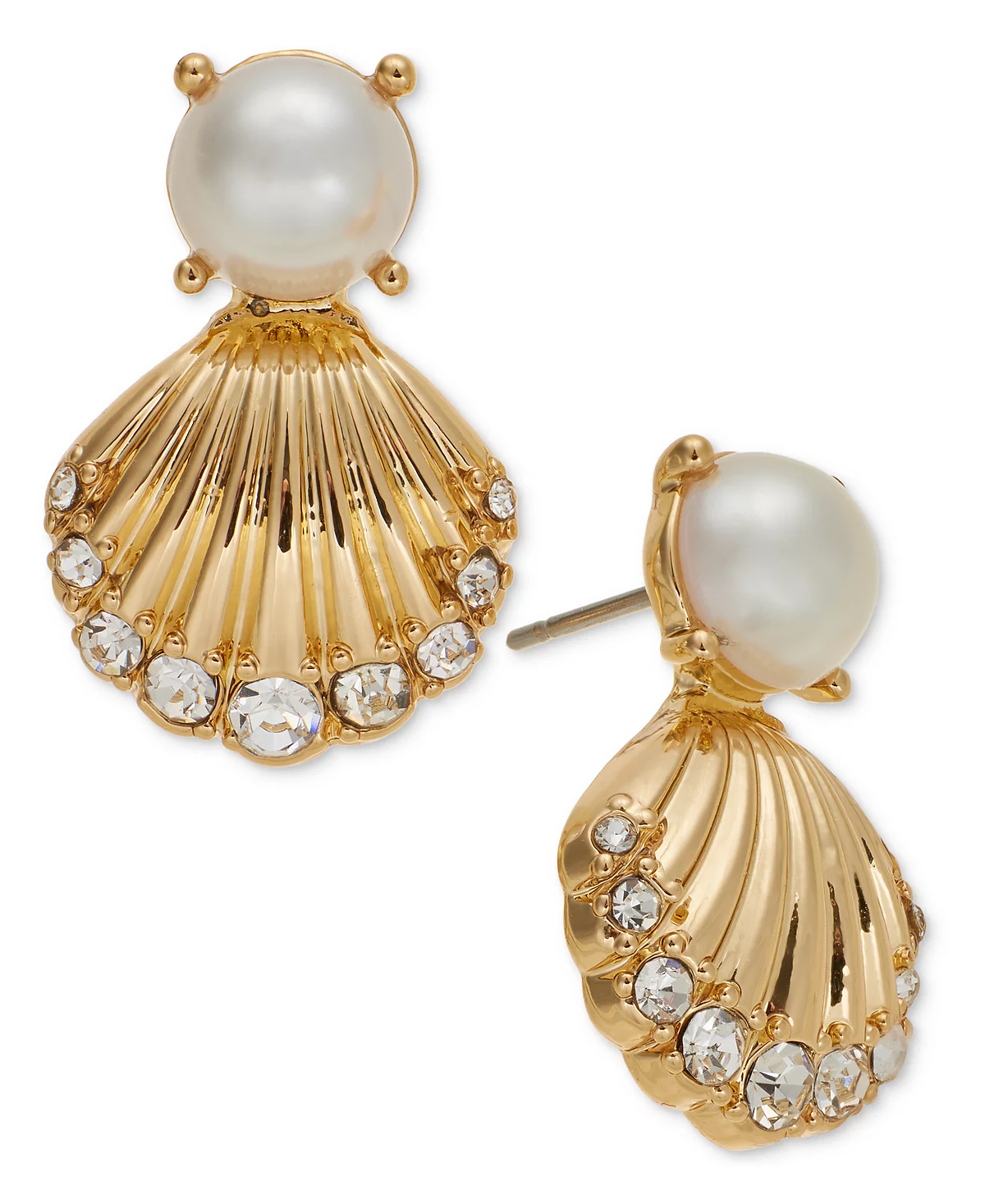 Charter Club Gold-Tone Pav Shell - Imitation Pearl Stud Earrings Exclusively at Macys 4490₽