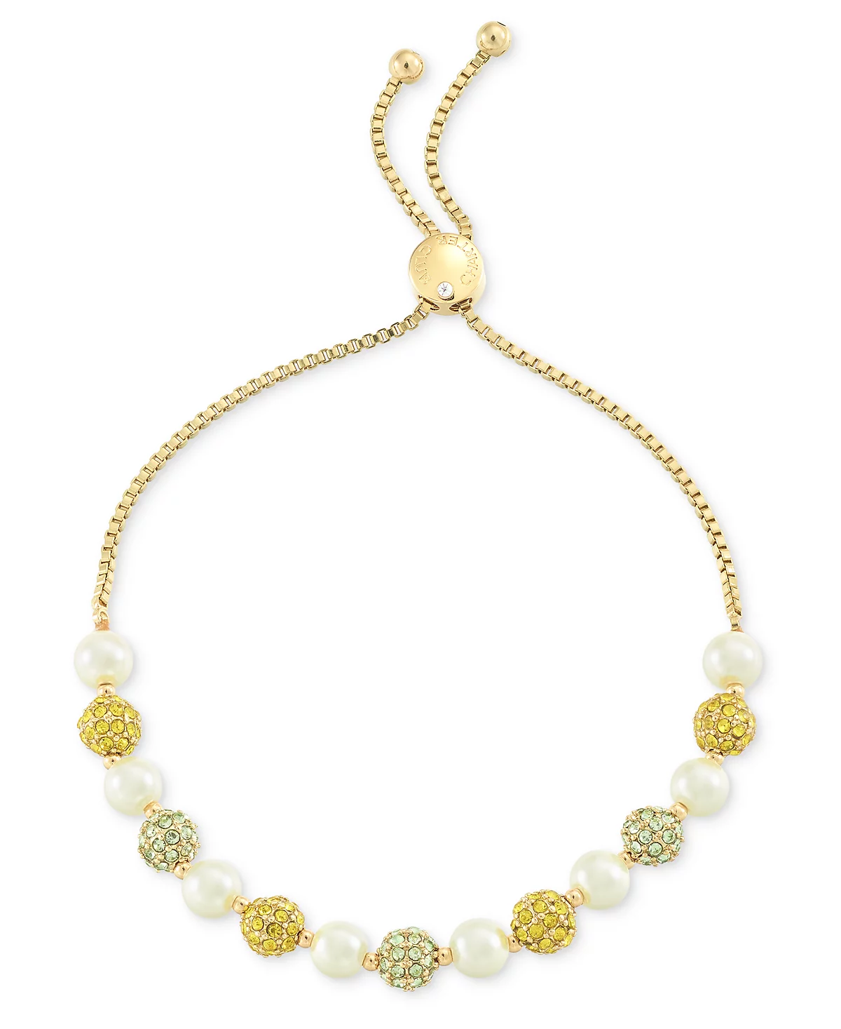 Charter Club Gold-Tone Pav - Imitation Pearl Bead Slider Bracelet Exclusively at Macys 4490₽