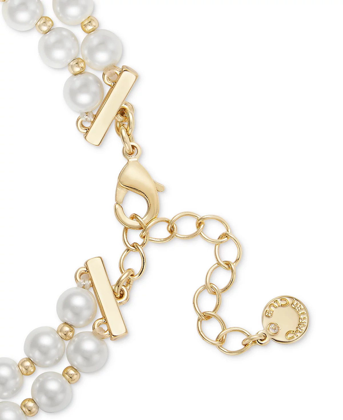 Charter Club Gold-Tone Pav - Imitation Pearl Double Strand Pendant Necklace 16 2 extender Exclusively at Macys 7490₽