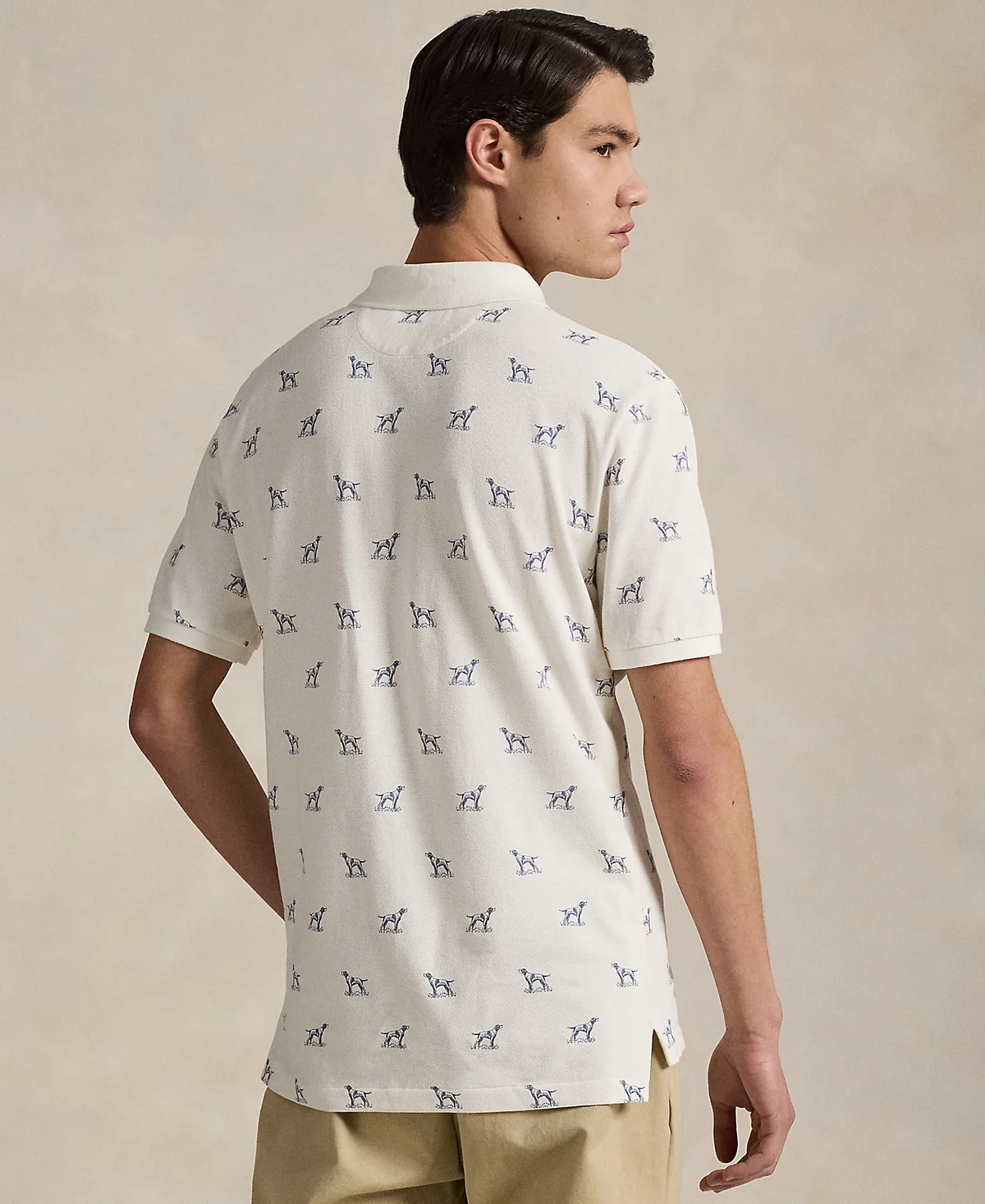 Мужская сетчатая рубашка-поло Polo Ralph Lauren классического кроя с принтом в виде собаки