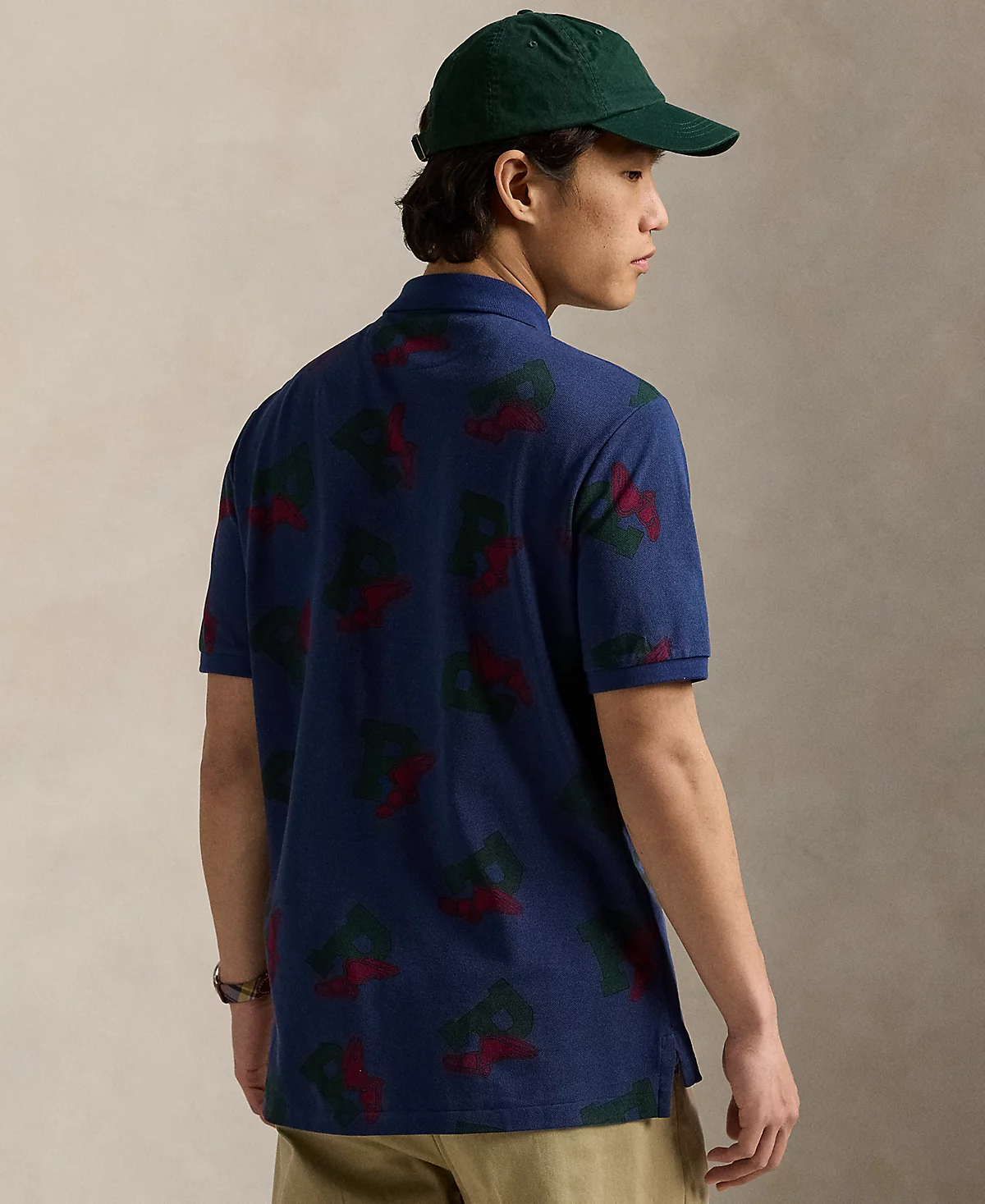 Мужская рубашка поло Polo Ralph Lauren классического кроя из сетчатой ткани с Р-образным вырезом