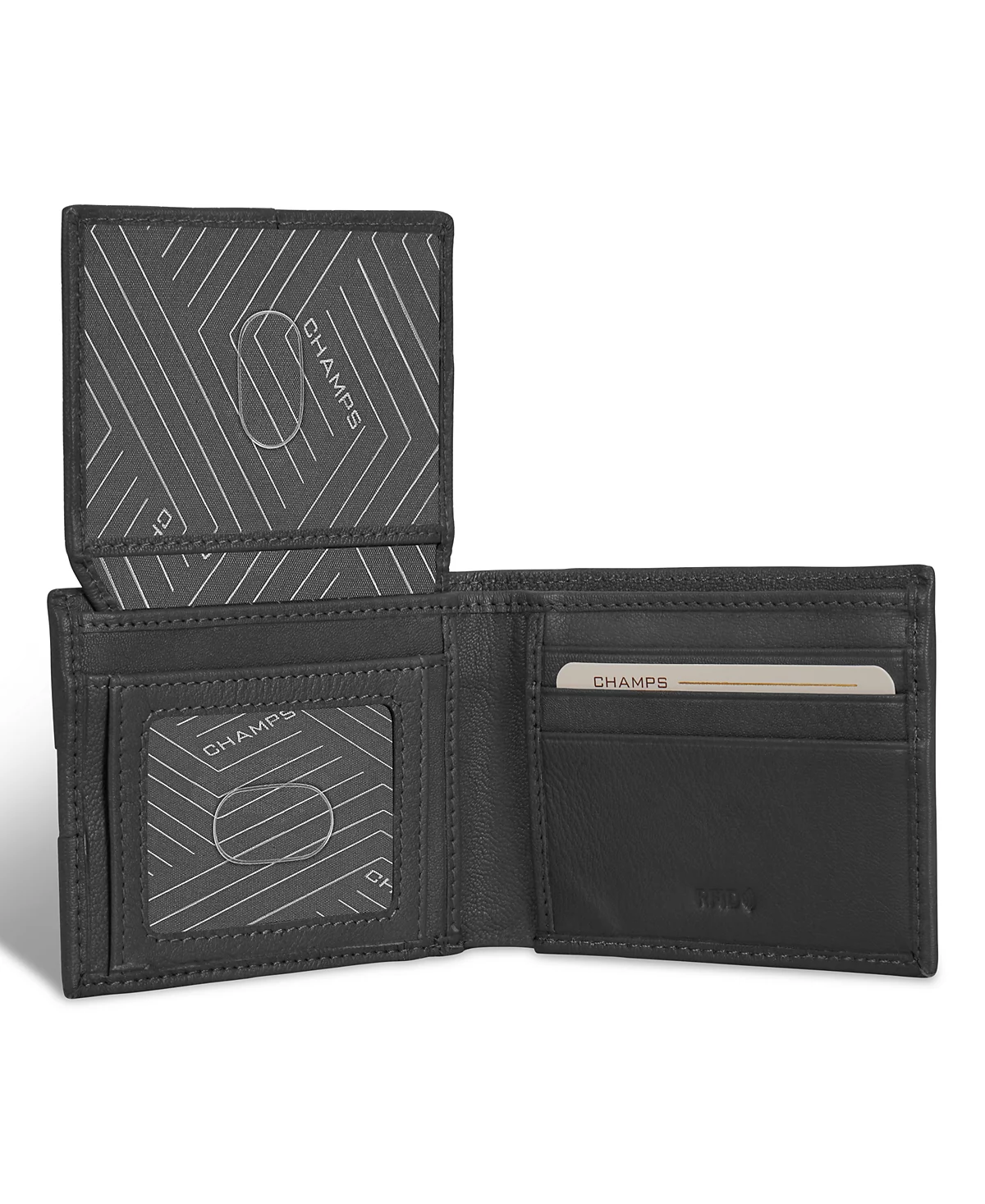 CHAMPS Men's Onyx Collection Leather Access Top Wing Wallet